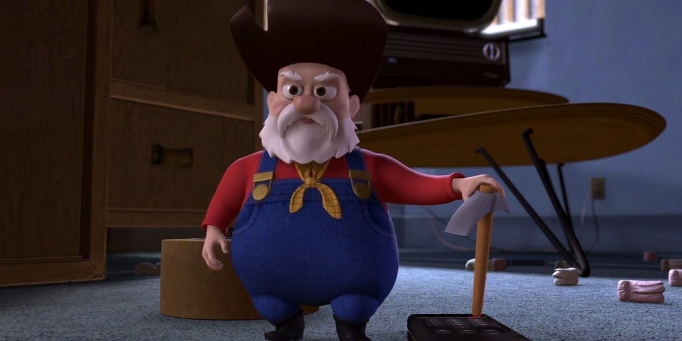 Stinky Pete out of his box in Toy Story 2