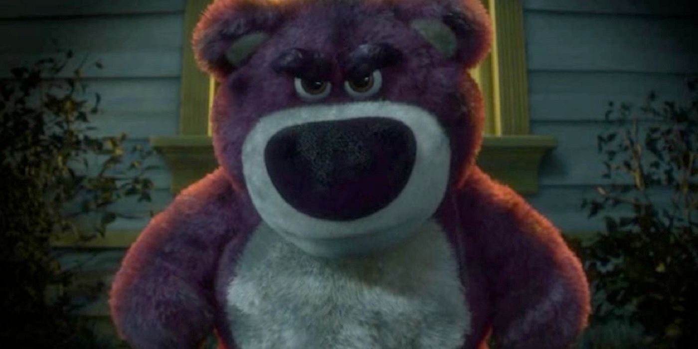 Lotso looking angry outside Sunnyside Daycare in Toy Story 3
