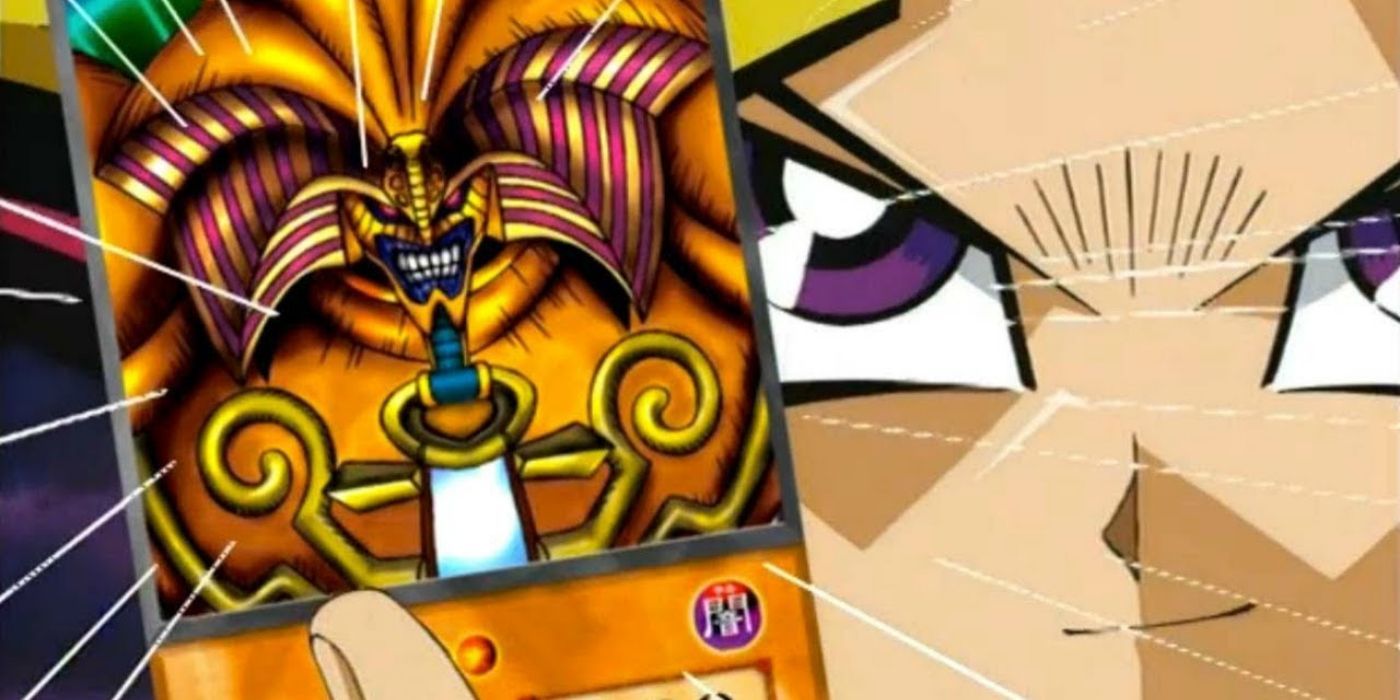 Yugi playing Exodia in the show's first episode