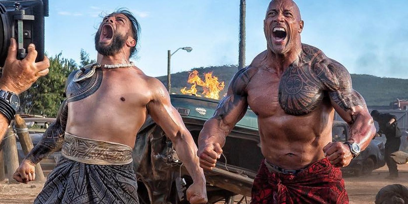 Roman Reigns and The Rock war cry in Hobbs & Shaw