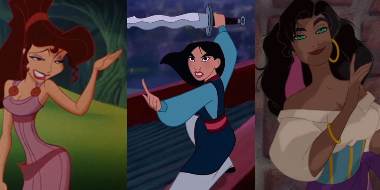 90s Disney Animated Princesses Megara Mulan Esmeralda