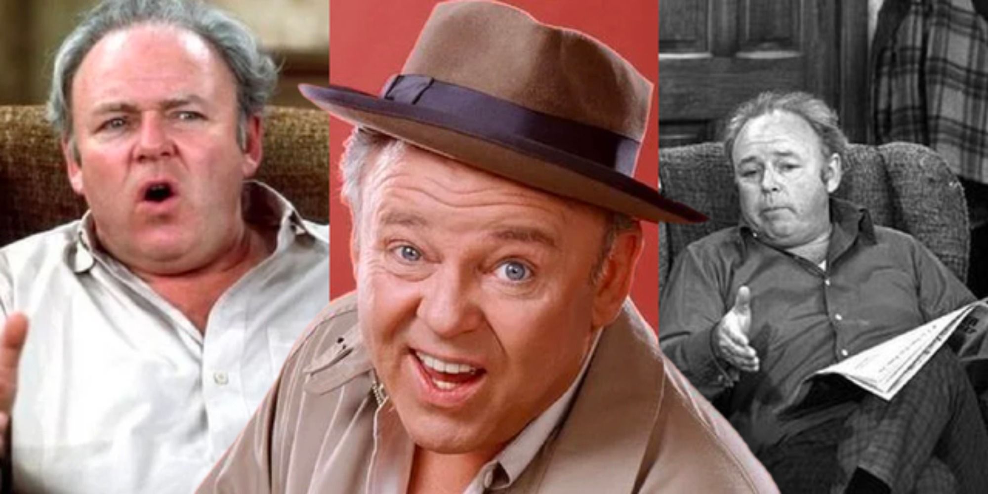 A split image of Archie Bunker from various episodes of All in the Family
