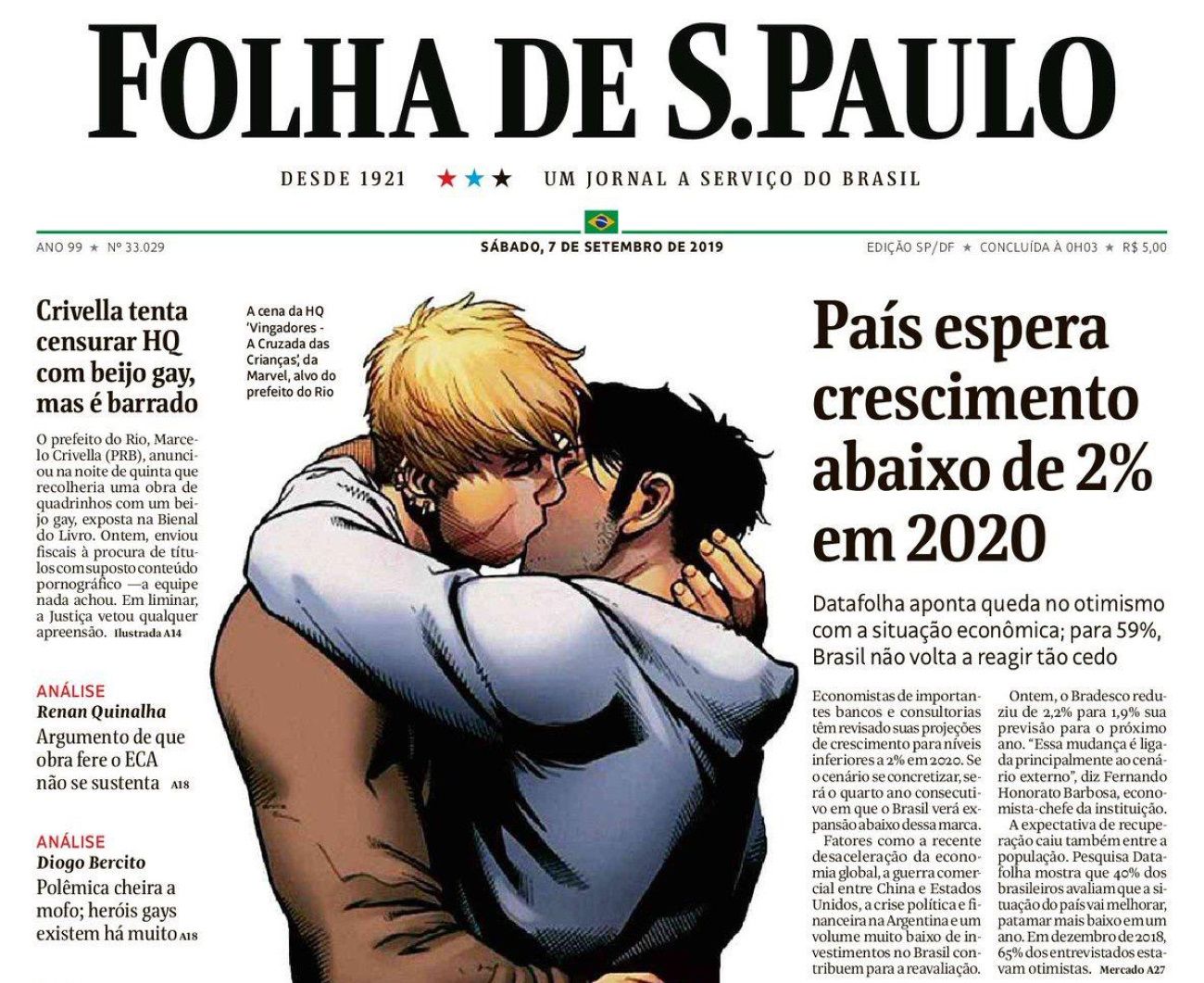 Avengers Gay Kiss Brazil Newspaper