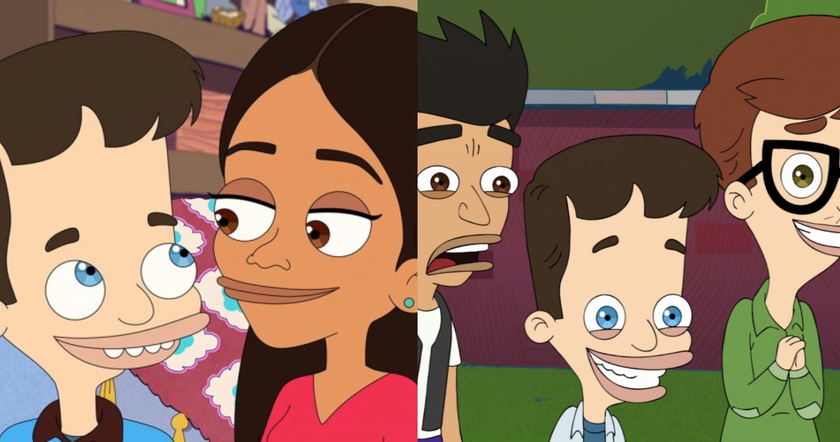 Split image of scenes from Big Mouth