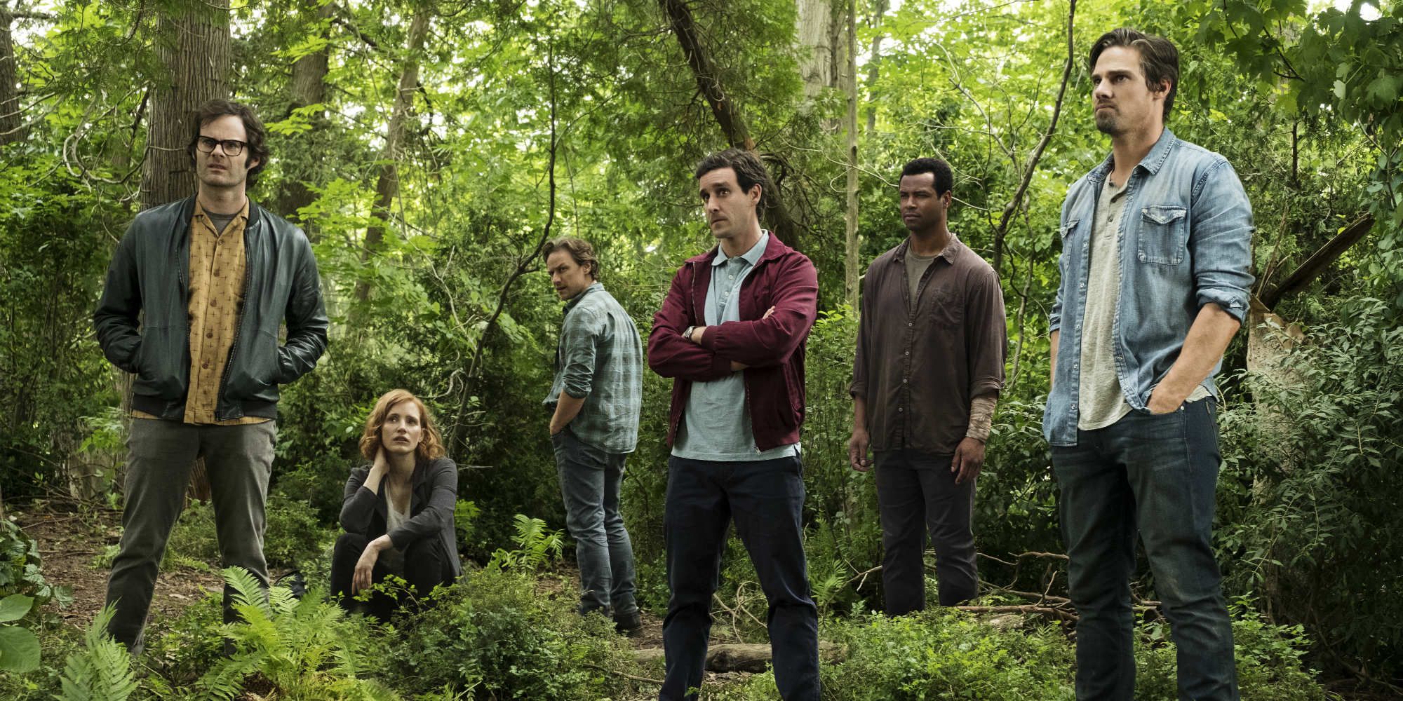 Bill Hader, Jessica Chastain, James McAvoy, James Ransome, Isaiah Mustafa and Jay Ryan in IT Chapter Two