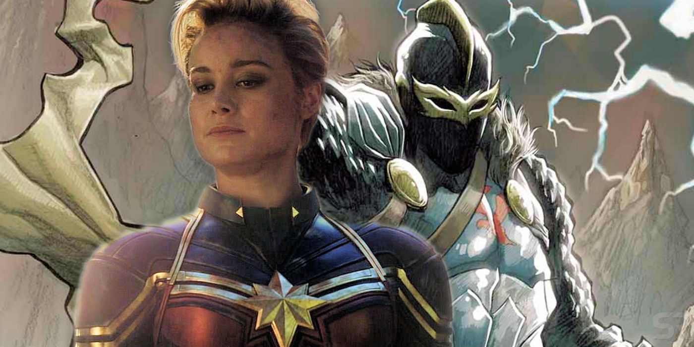 Black Knight and Brie Larson as Captain Marvel