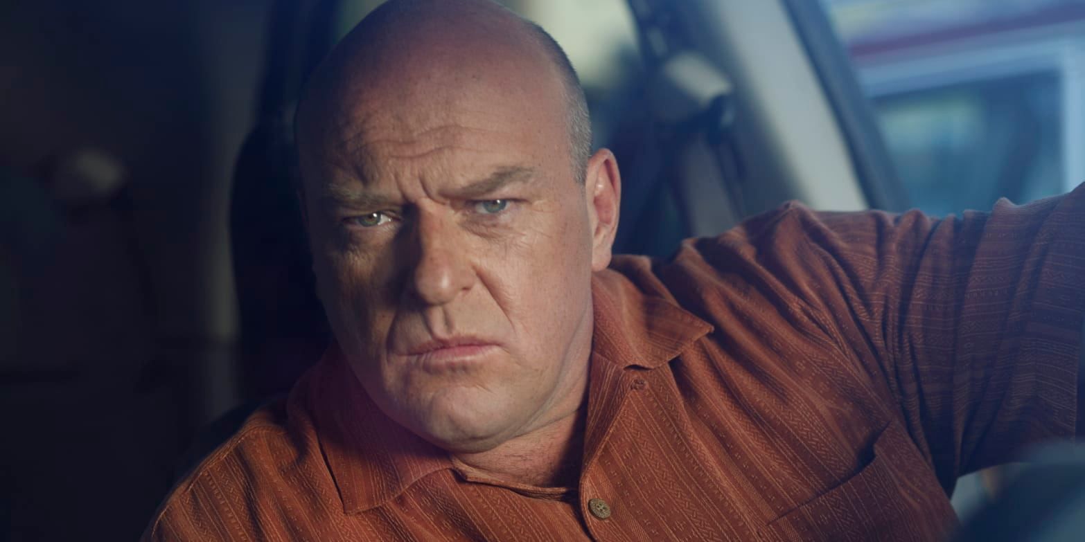 Hank Schrader watches intently from his car in Breaking Bad.