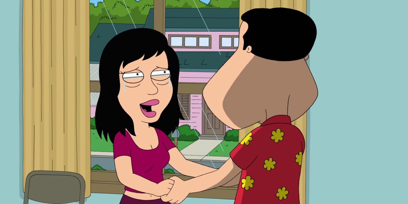 Brenda and Quagmire hold hands in Family Guy