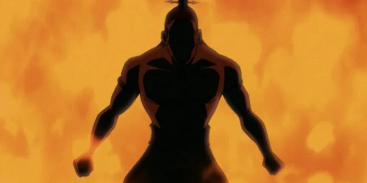 Fire Lord Ozai surrounded by flames in The Last Airbender