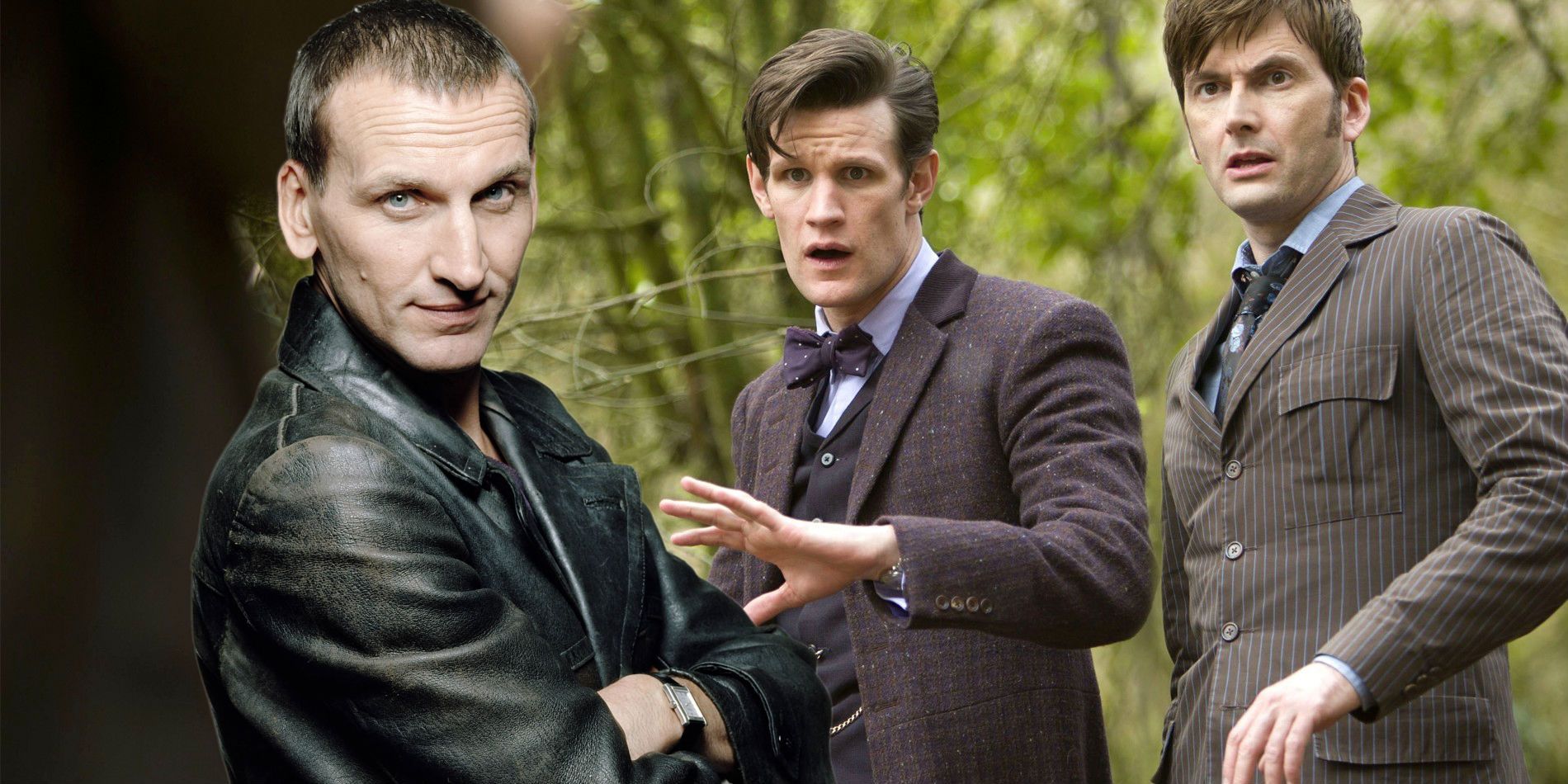 Blended image of the Ninth and Eleventh and Tenth Doctors in Doctor Who