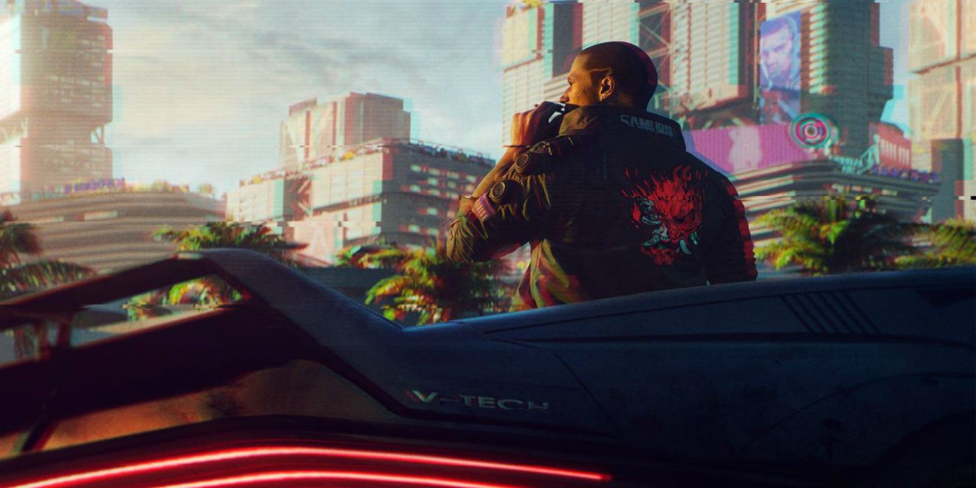 A man leaning against his car in Cyberpunk 2077