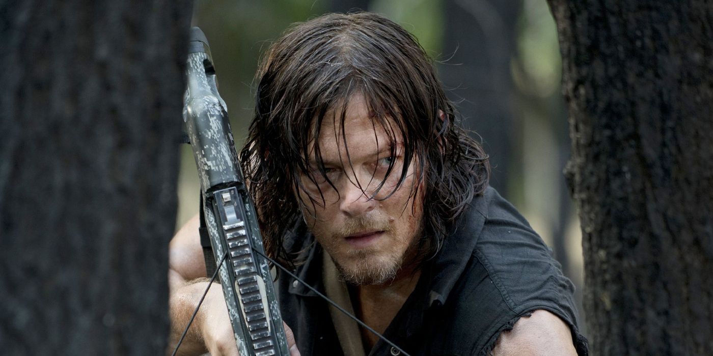 Daryl holding his crossbow.