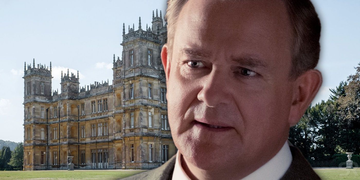 Lord Grantham superimposed over the estate in Downton Abbey.