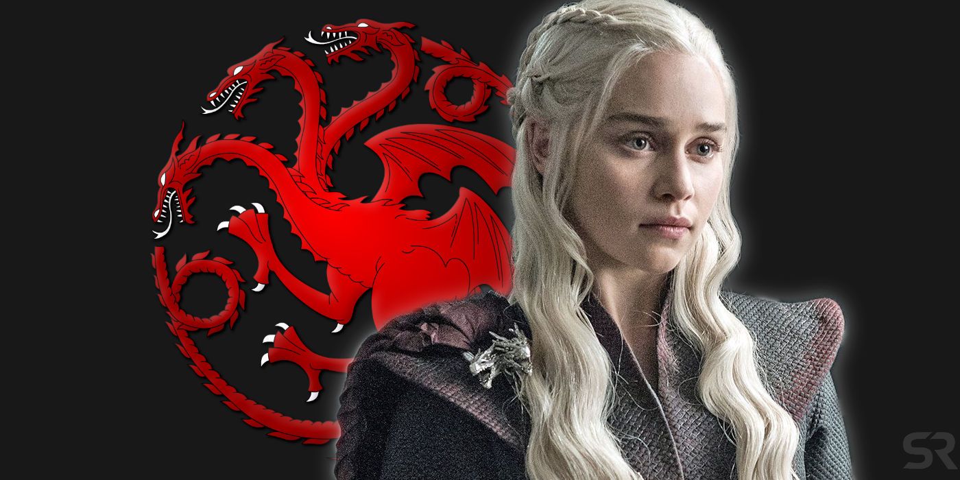 Emilia Clarke as Daenerys and House Targaryen Emblem