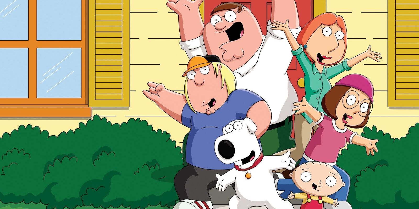 The Griffin family outside their house in Family Guy