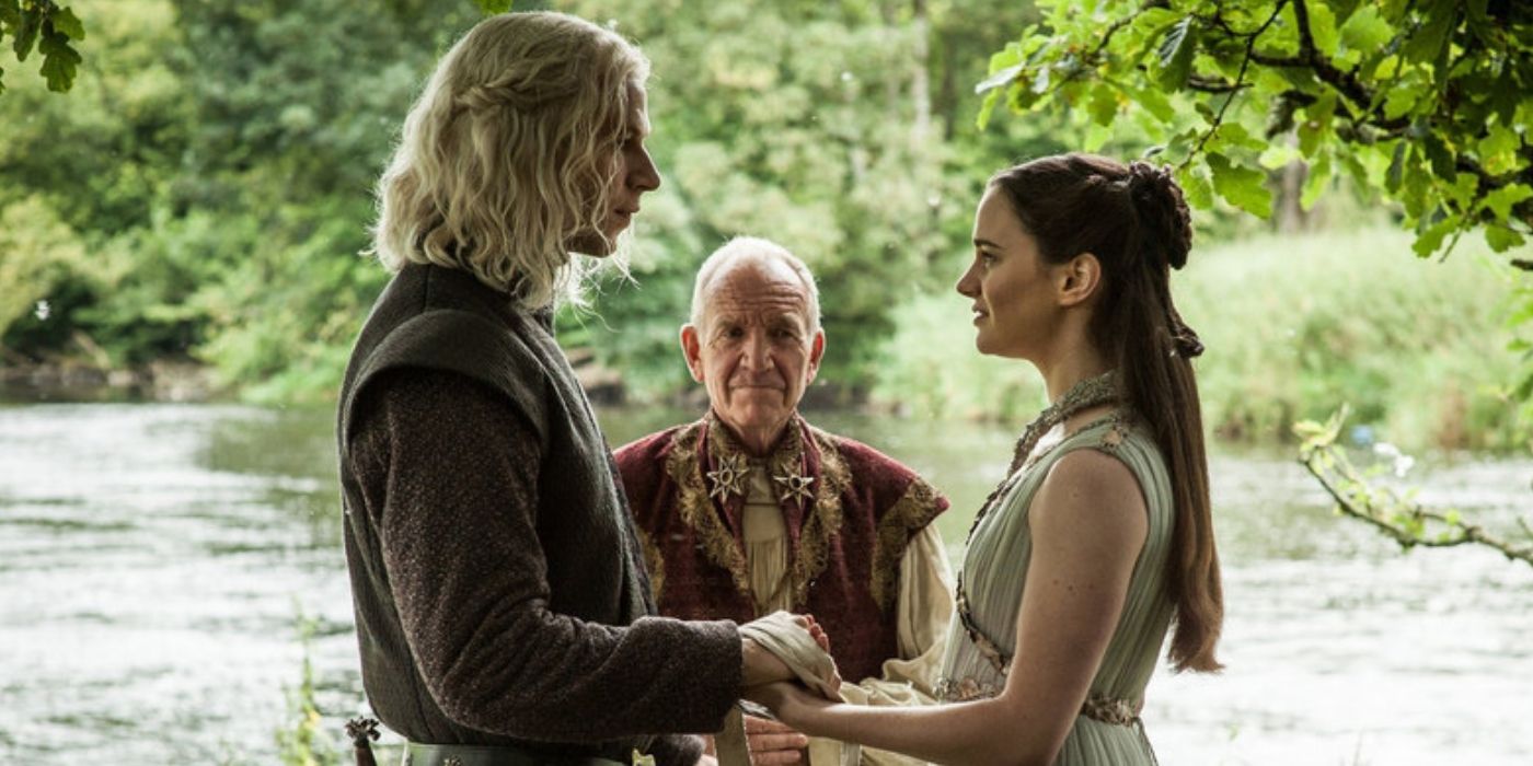 Rhaegar Targaryen se casando com Lyanna Stark em Game of Thrones 