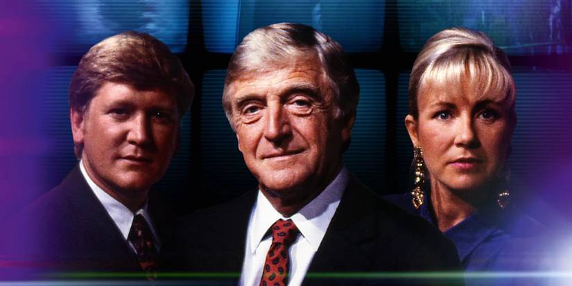 Michael Parkinson, Sarah Greene and Mike Smith in BBC special Ghostwatch