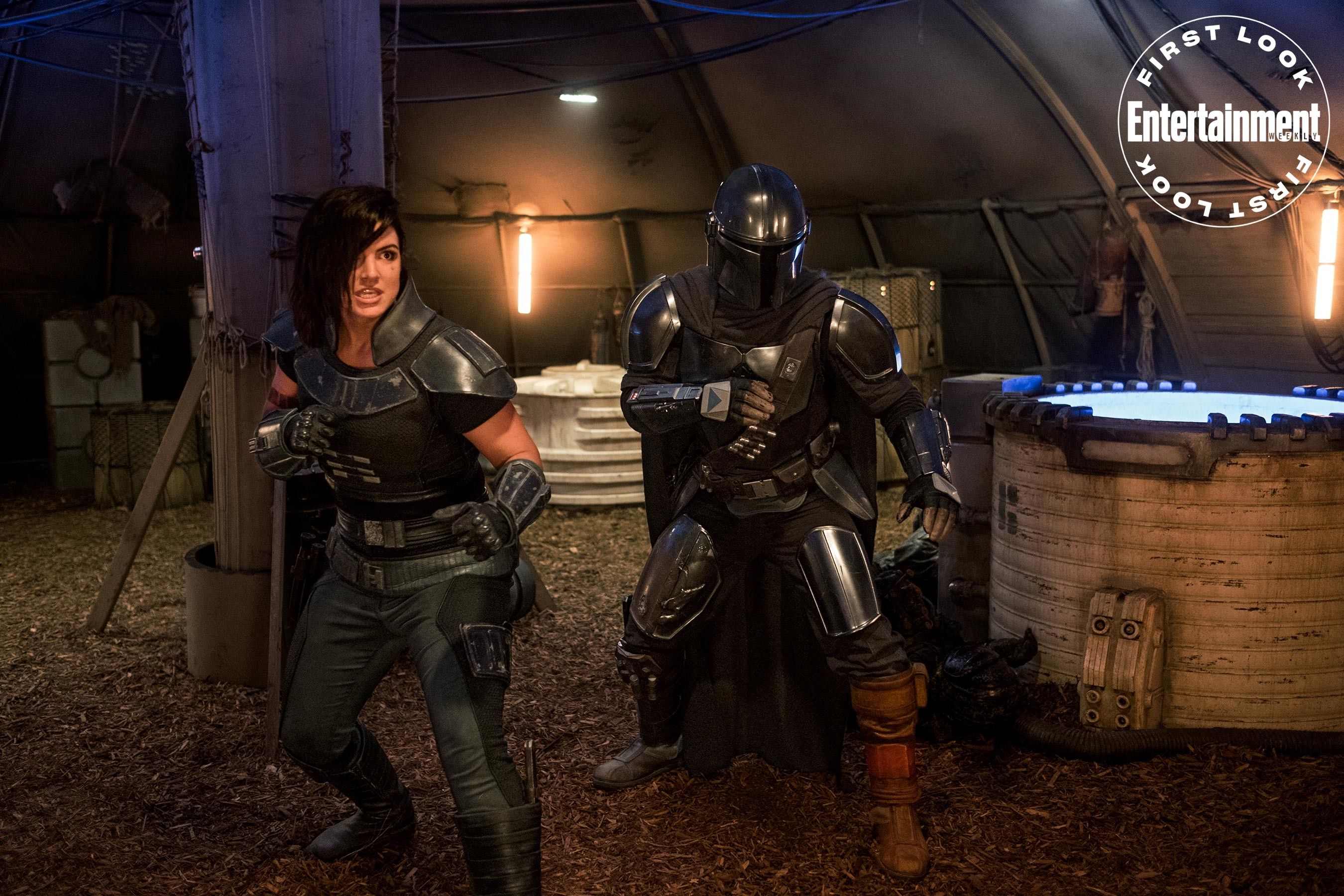 Gina Carano and Pedro Pascal in The Mandalorian EW photo