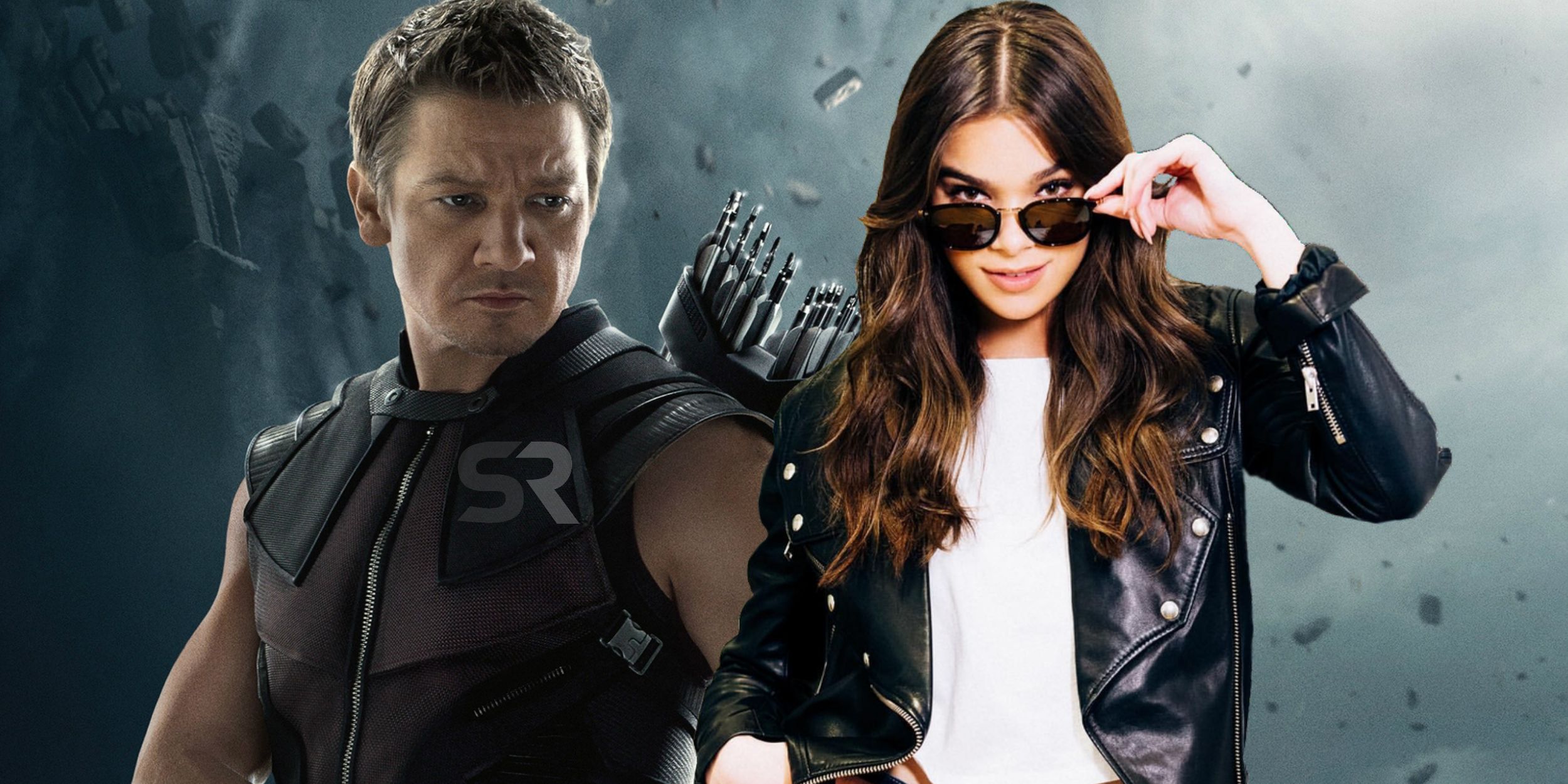 Hailee Steinfeld and Jeremy Renner as Hawkeye