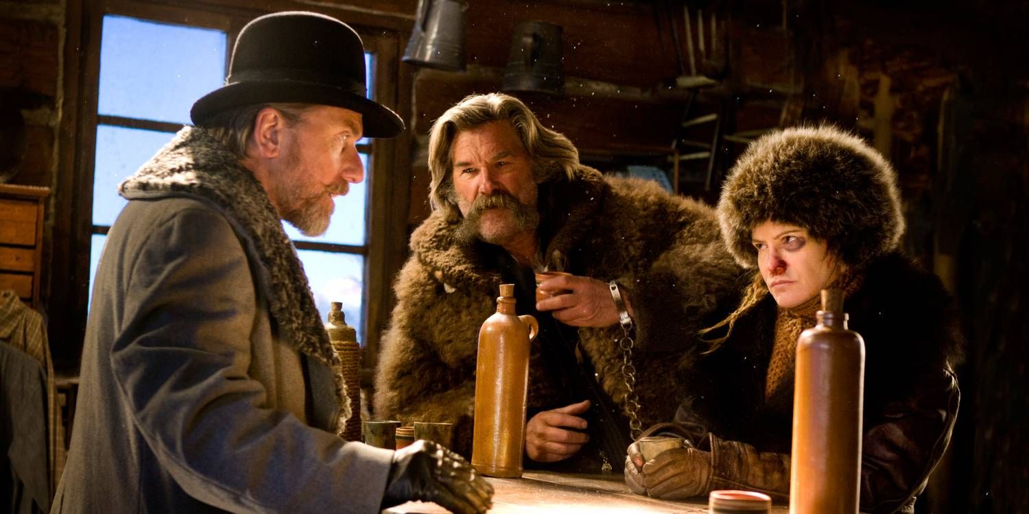 John and Daisy talk to Oswaldo at the bar in The Hateful Eight