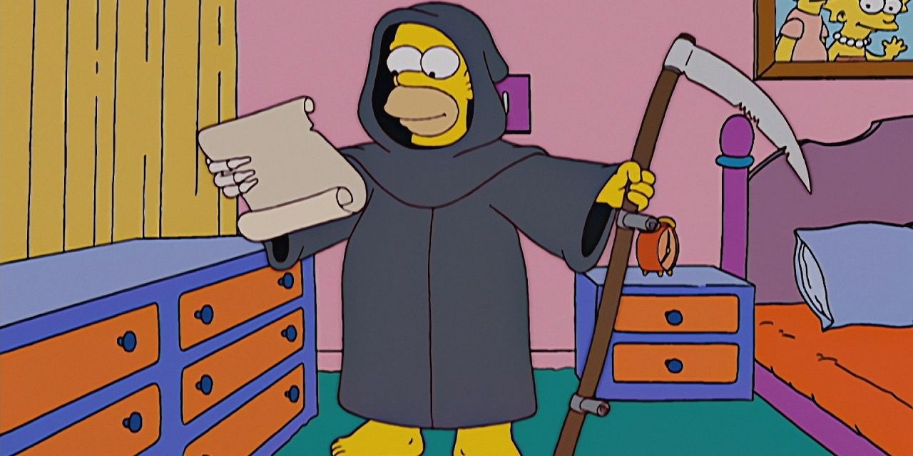 Homer como o Ceifador no episódio Treehouse of Horror XIV em Os Simpsons