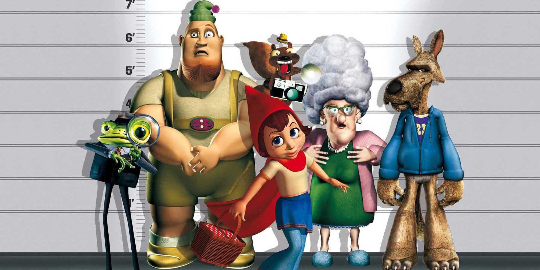 The characters of Hoodwinked in a police lineup 