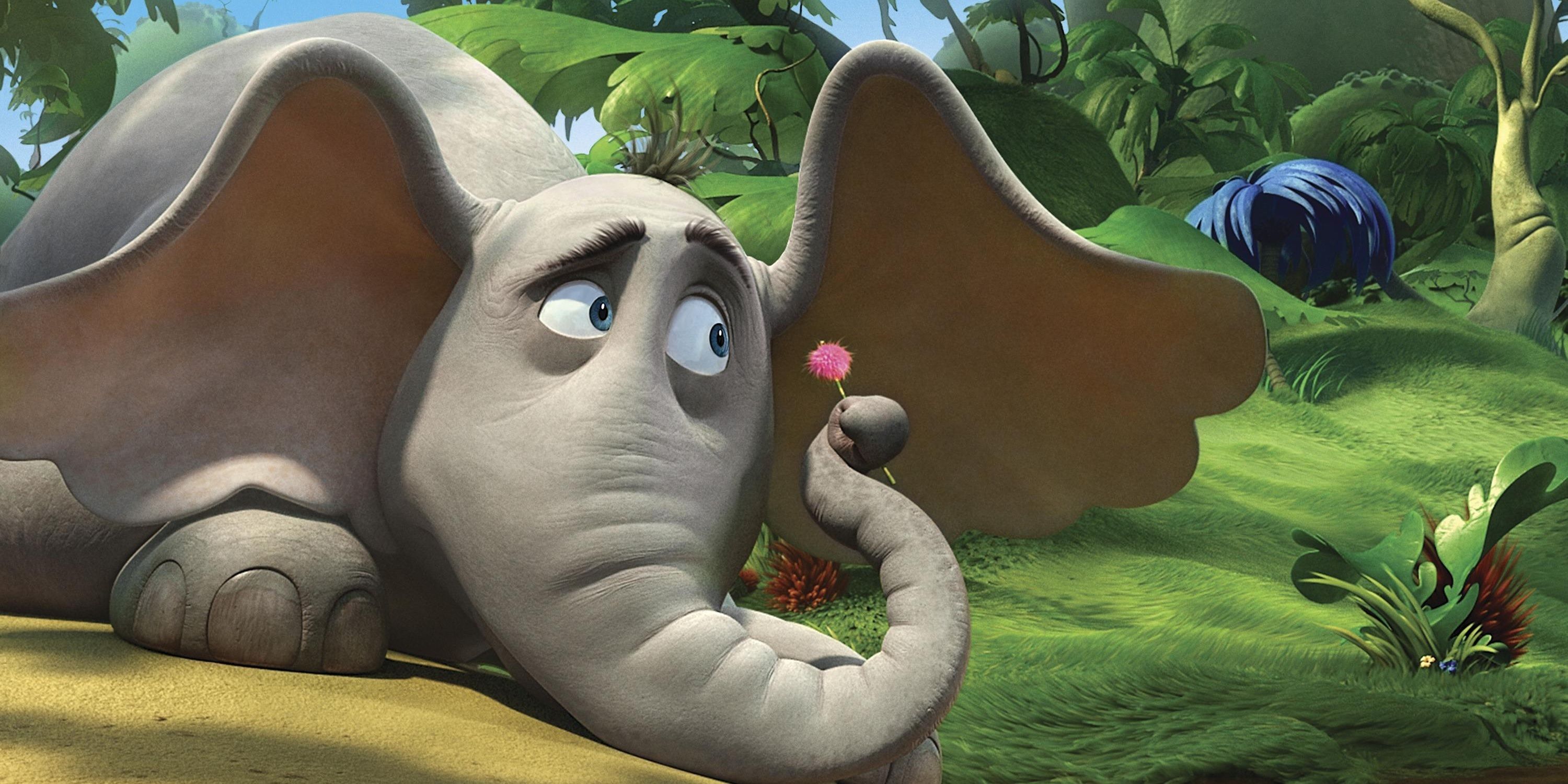 Horton looks at a flower in Horton Hears a Who!