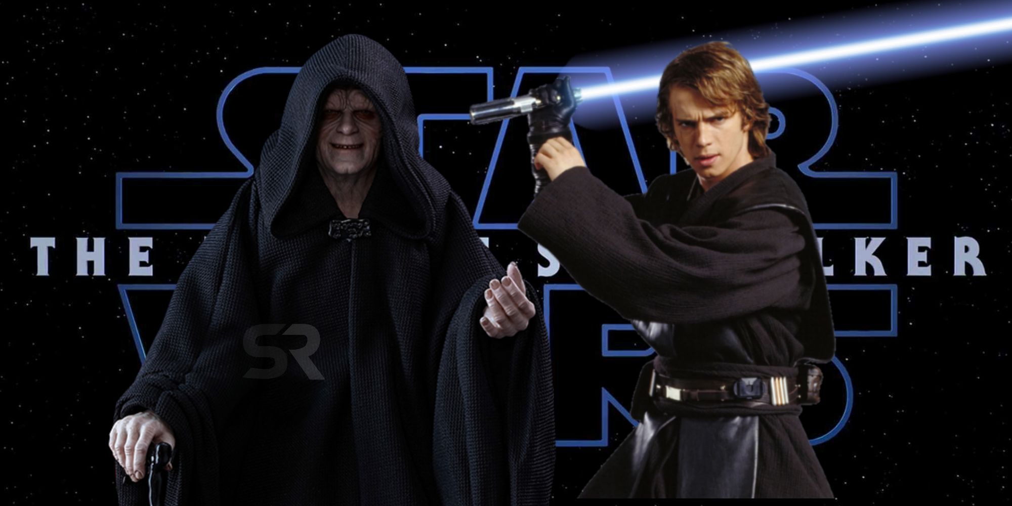 Ian McDiarmid as Palpatine and Hayden Christensen as Anakin Skywalker in Star Wars The Rise of Skywalker