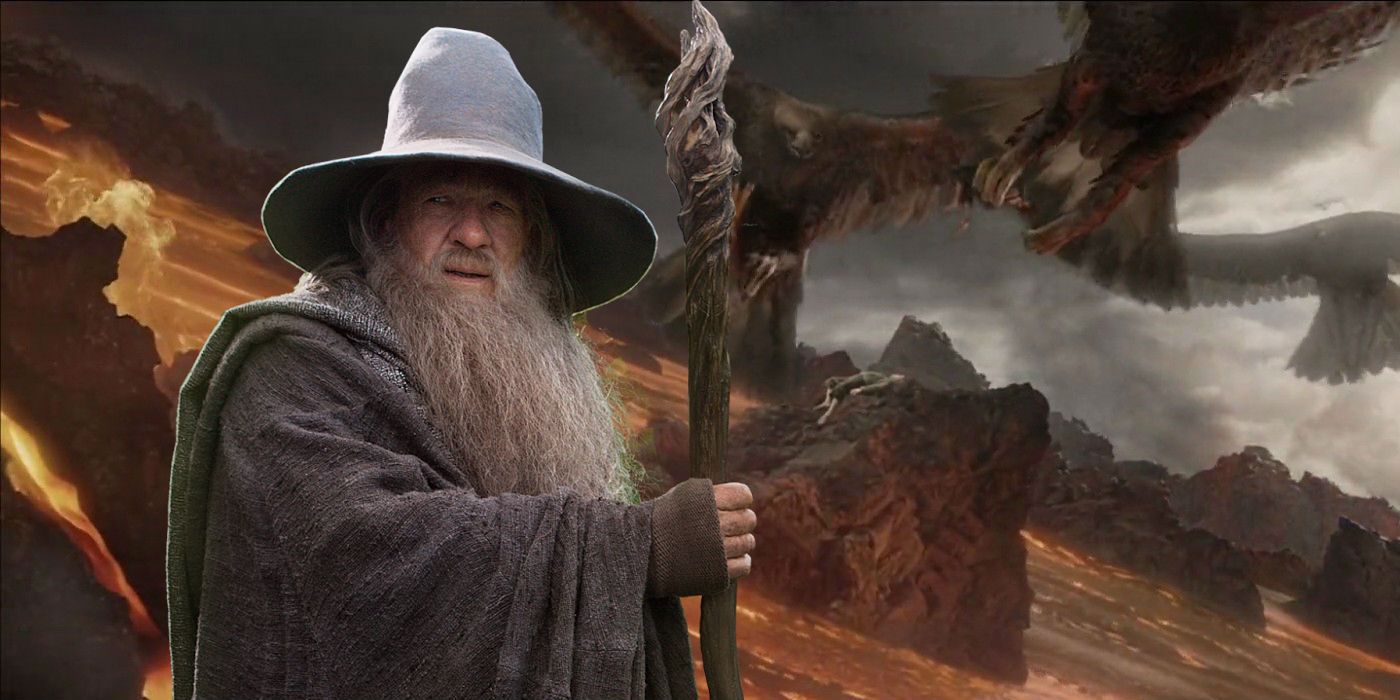 Ian McKellen as Gandalf in The Lord of the Rings eagles