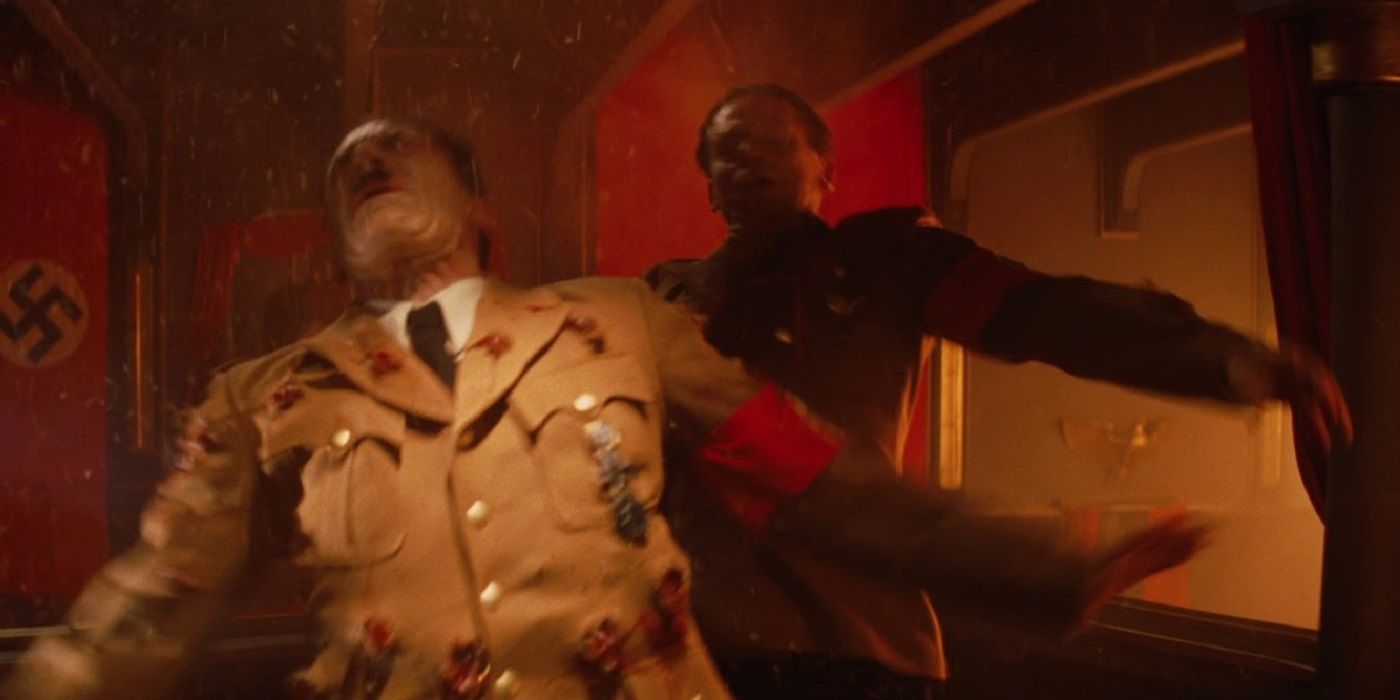 Hitler and Goebbels are shot in a theater in Inglorious Basterds