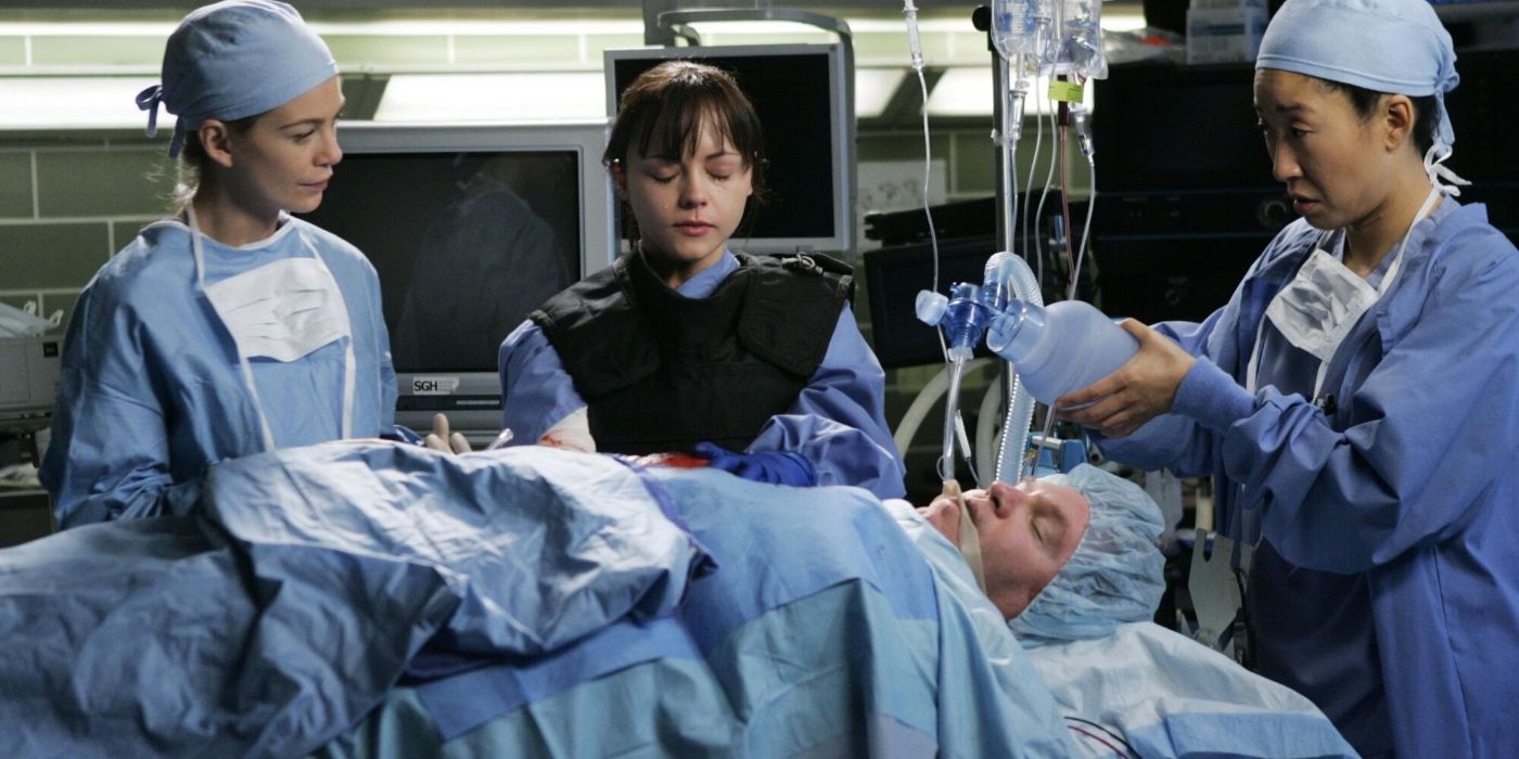 Meredith, Hannah, and Cristina at the OR in Grey's Anatomy