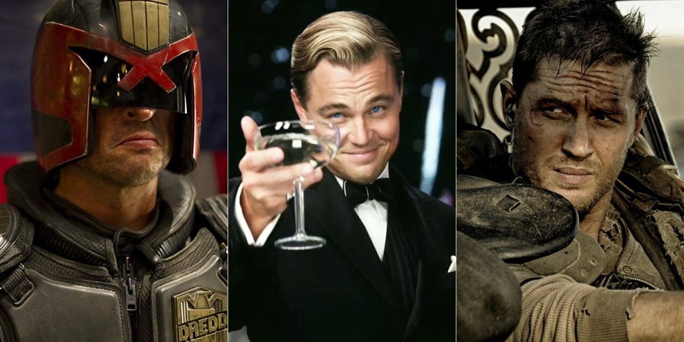 Karl Urban as Judge Dredd, Leonardo DiCaprio as Gatsby and Tom Hardy as Mad Max
