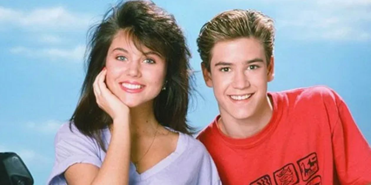 Kelly And Zack side by side in a promotional image for Saved By The Bell