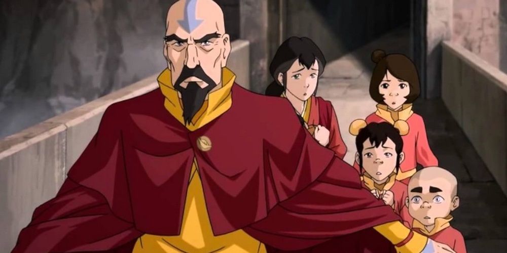 Tenzin leads his family in The Legend Of Korra