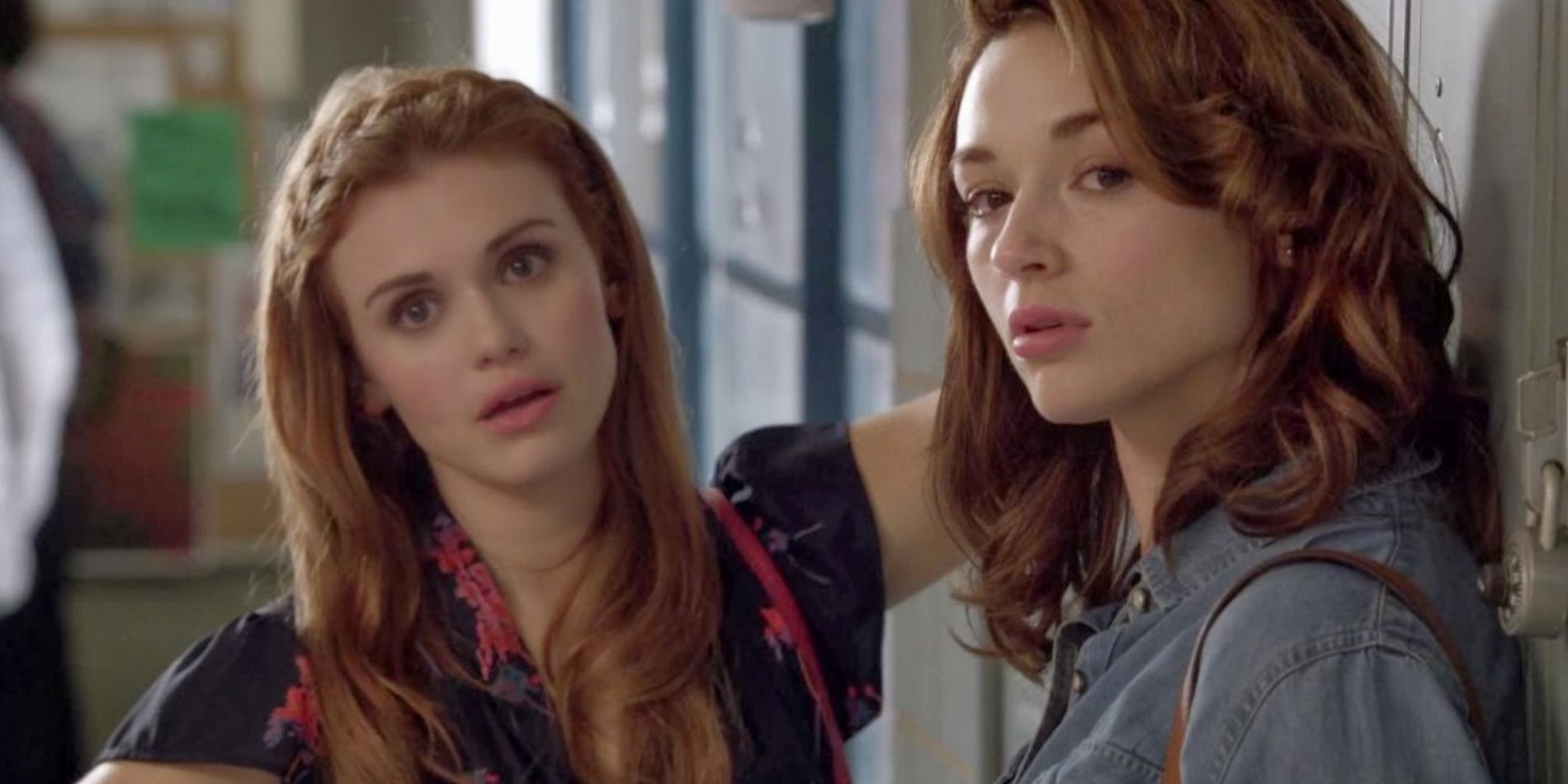 Lydia Martin and Allison Argent talking by the school lockers in Teen Wolf
