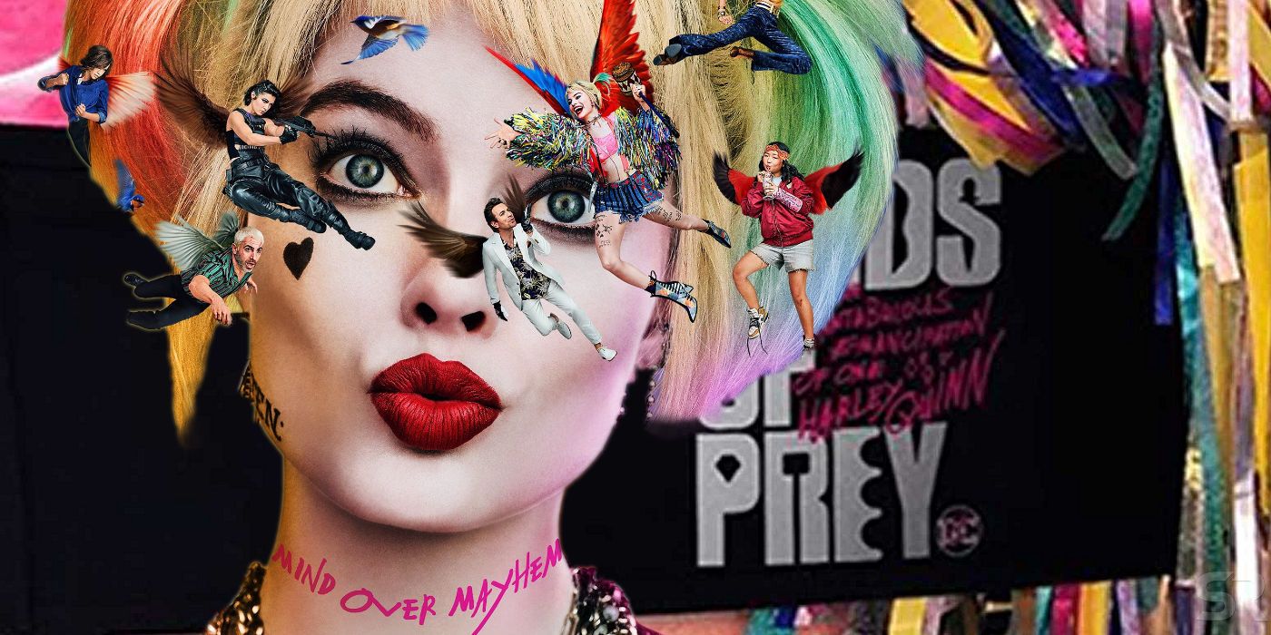 Margot Robbie as Harley Quinn and Birds of Prey Logo