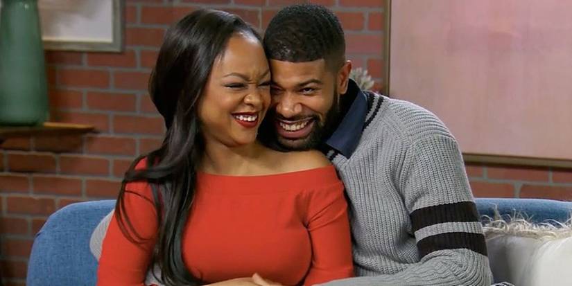 Married at First Sight Keith Dewar and Kristine Killingsworth smilng close together in cute outfits