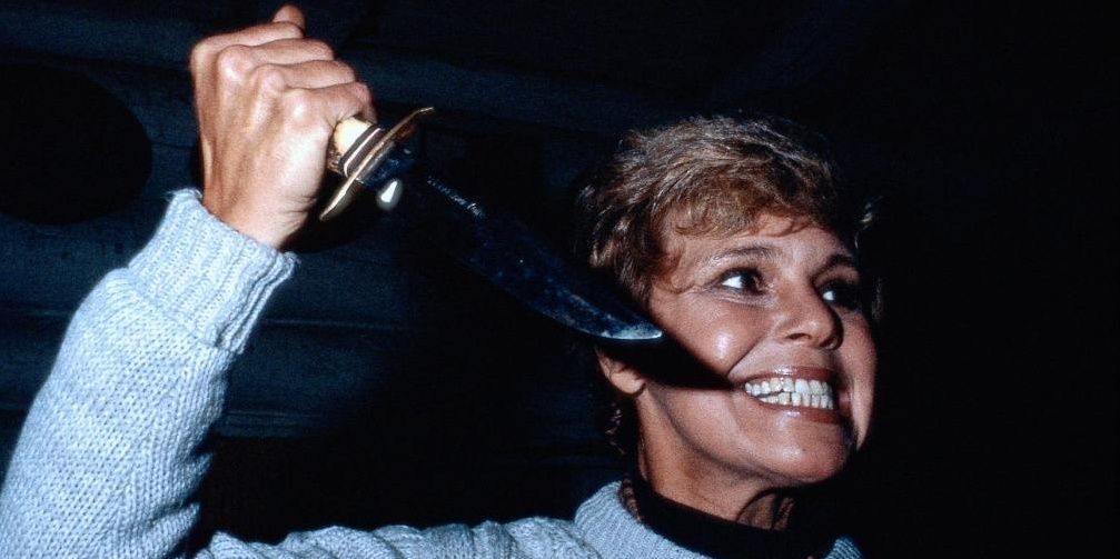 Mrs. Voorhees brandishing a knife in Friday The 13th