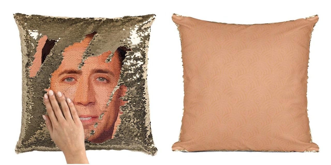 Nicolas Cage Pillow Sequins