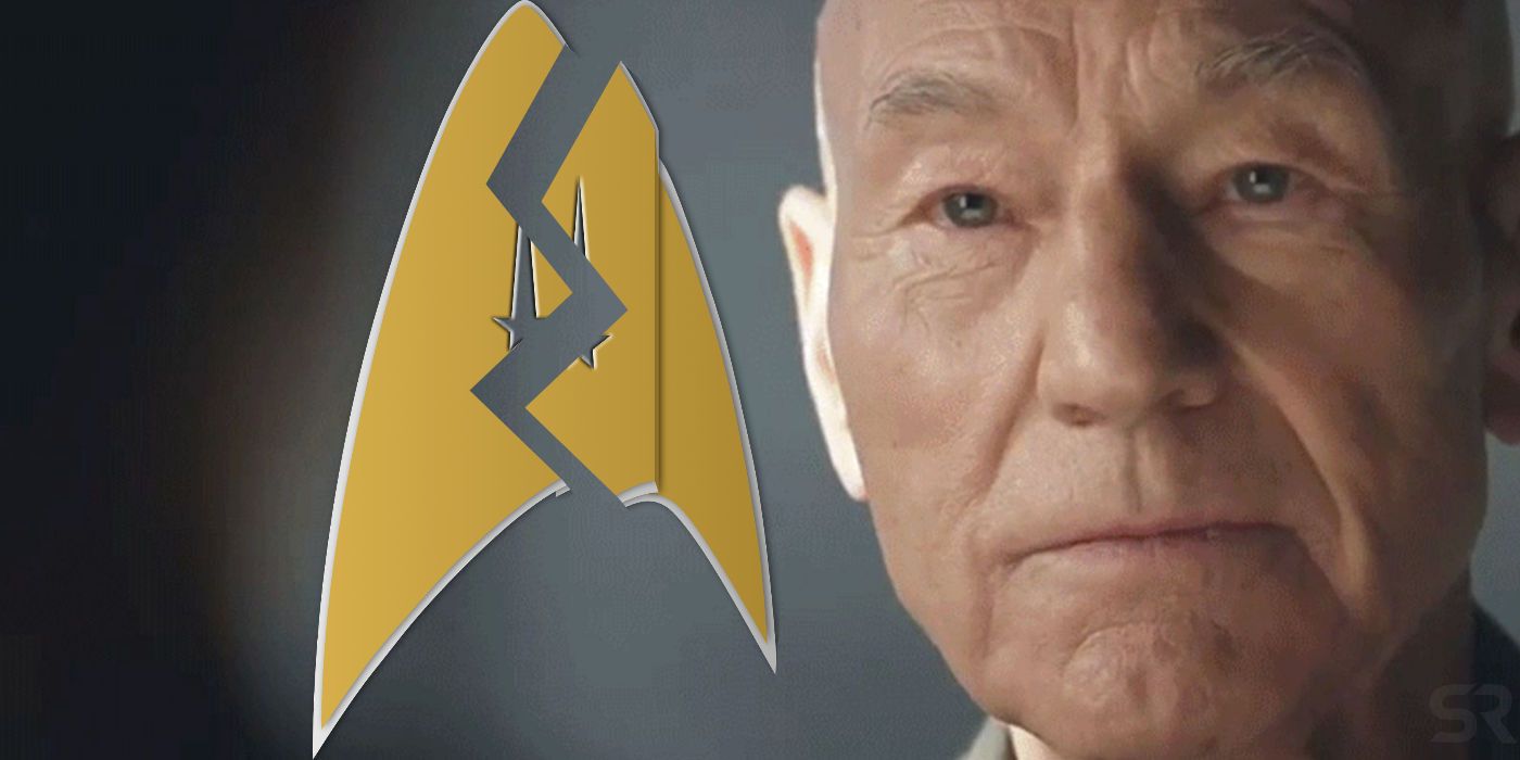 Patrick Stewart as Picard with Star Trek Logo