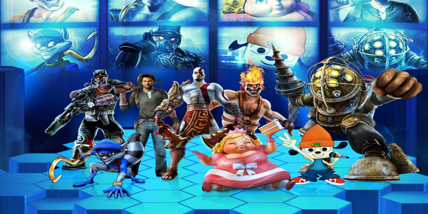 Characters from Playstation All Stars pose for a promo image