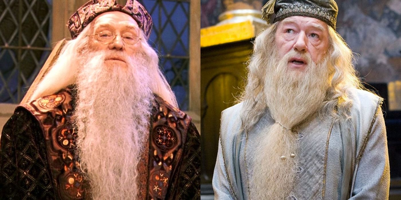 Richard Harris, Michael Gambon as Dumbledore