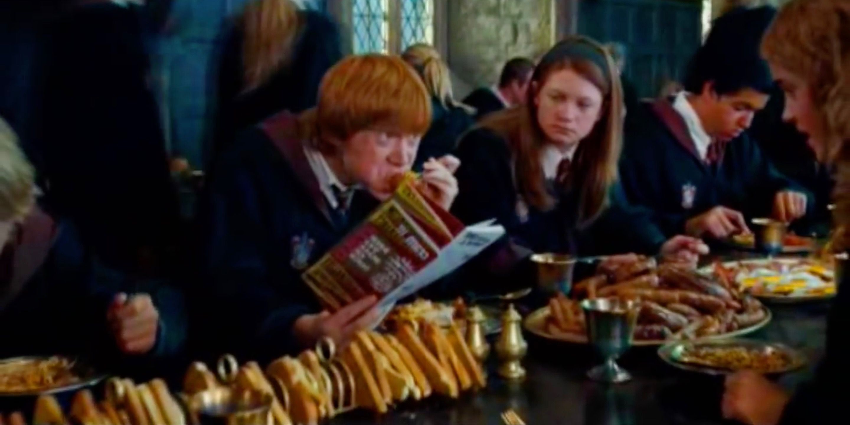 Ron eating breakfast in the Great Hall