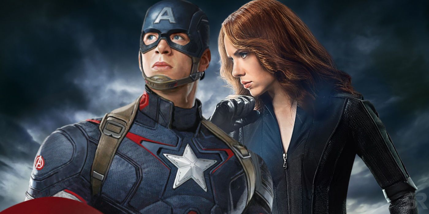 Scarlett Johansson as Black Widow and Chris Evans as Captain America