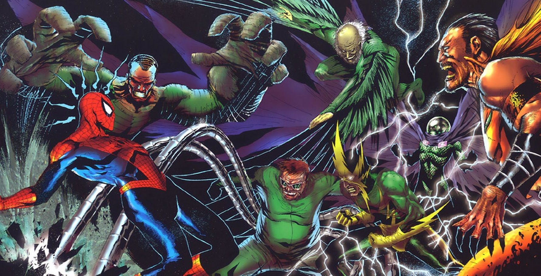 Spider-Man fighting the Sinister Six