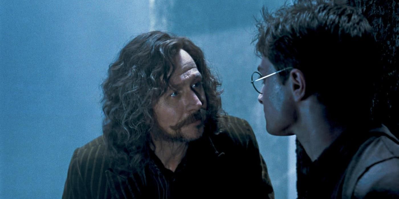 Snape and Sirius talking in Harry Potter. 