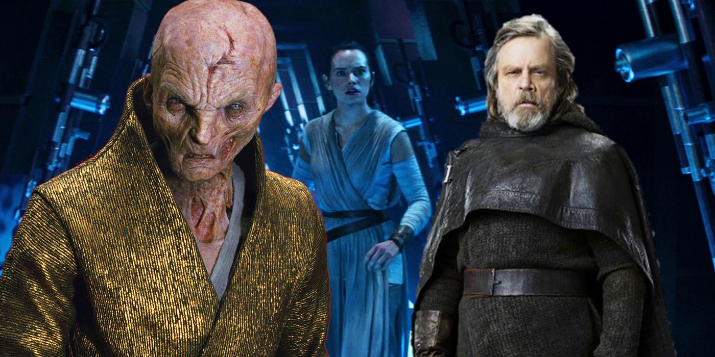 Snoke Luke and Rey in Star Wars
