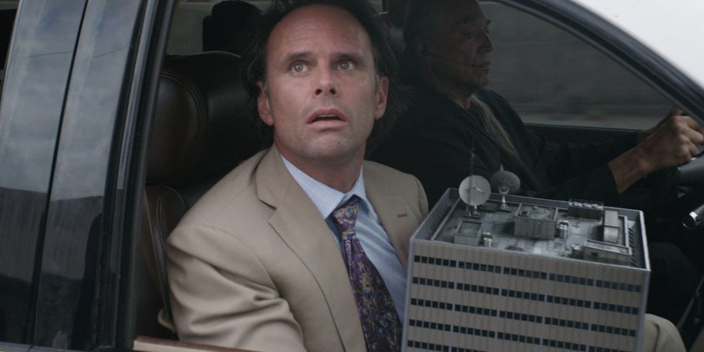 Sonny Burch (Walton Goggins) looks up in shock in Ant-Man and the Wasp