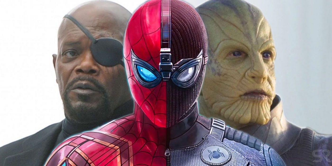 Spider-Man Far From Home with Nick Fury and Skrulls