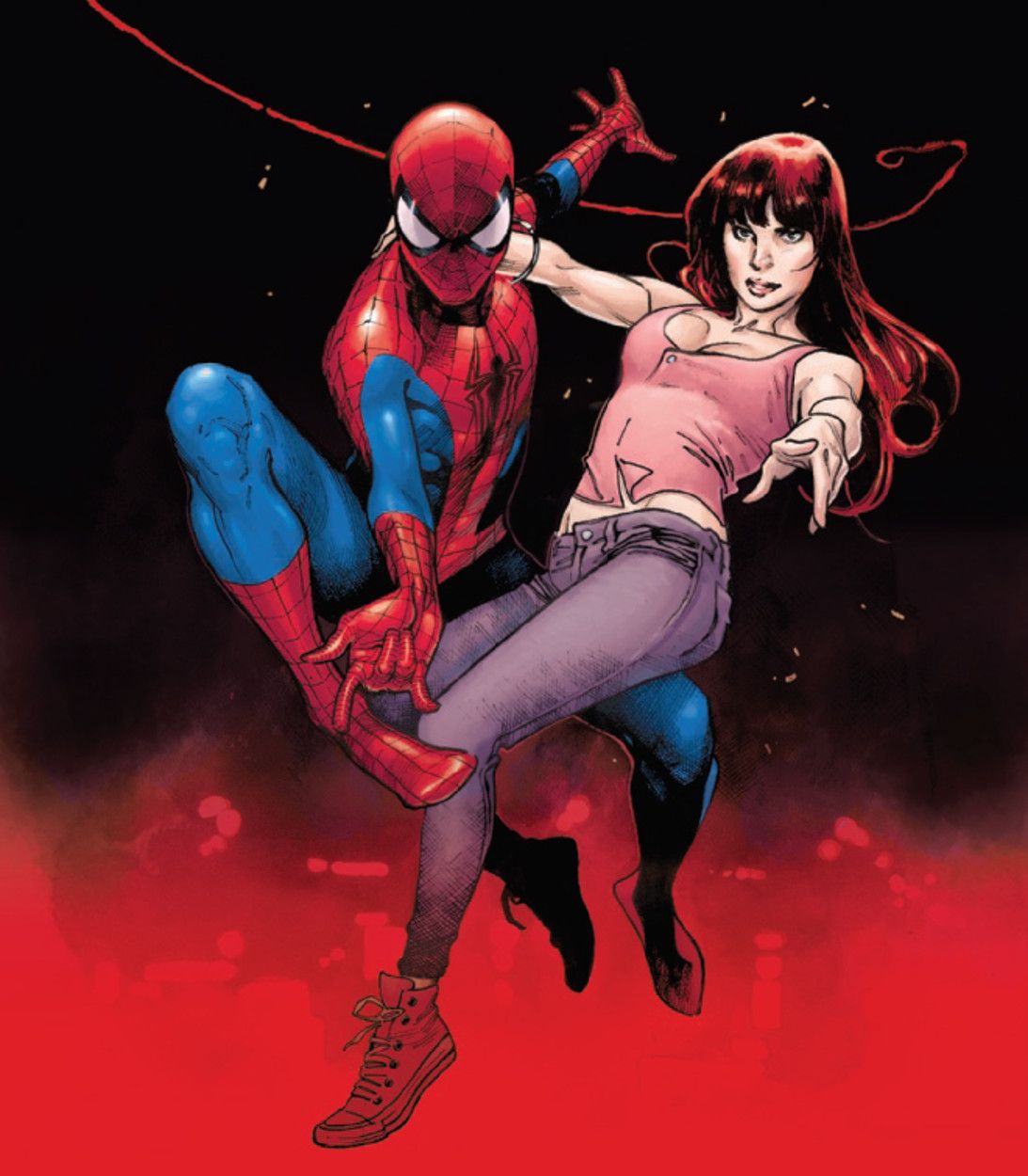 Spider-Man and Mary Jane Watson from JJ Abrams Spider-Man #1 cover vertical